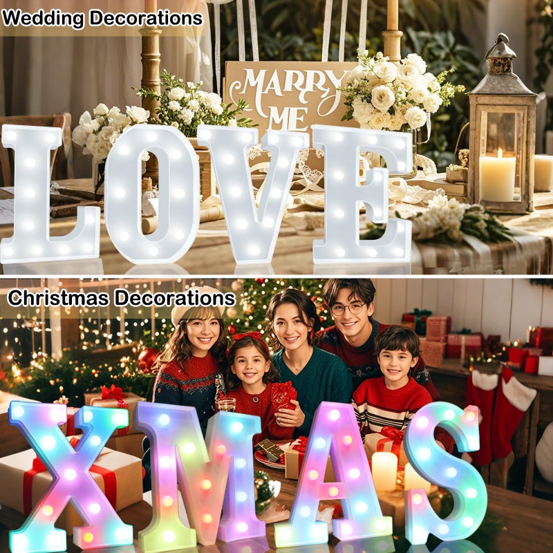 OYCBUZO Light Up Colorful LED Marquee Letter lights, 18 Colors Changing Alphabet Letters Sign with Remote Timer for Night Light Girls Bedroom Wedding Birthday Party Lamp Christmas Home Bar Decor- Colorful A - Image 4